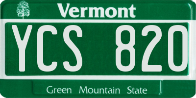 VT license plate YCS820