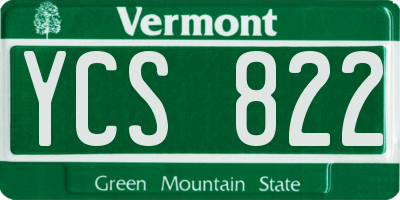 VT license plate YCS822
