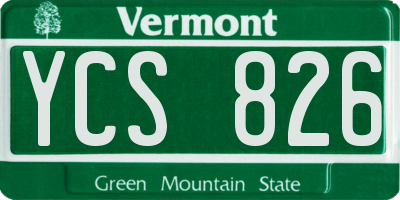 VT license plate YCS826