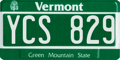 VT license plate YCS829