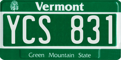 VT license plate YCS831