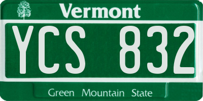 VT license plate YCS832