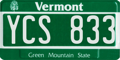 VT license plate YCS833