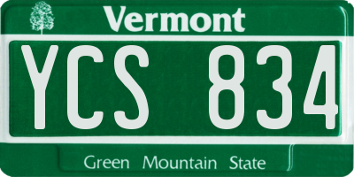 VT license plate YCS834