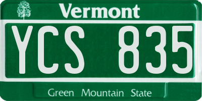 VT license plate YCS835