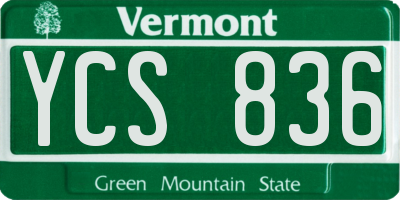 VT license plate YCS836