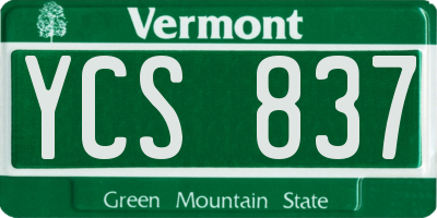 VT license plate YCS837