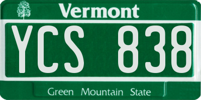 VT license plate YCS838