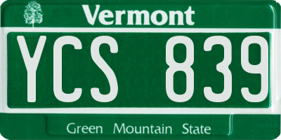 VT license plate YCS839