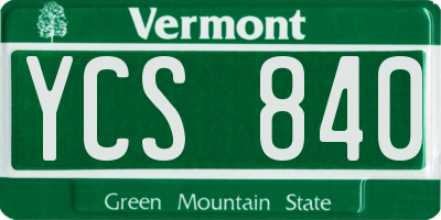 VT license plate YCS840