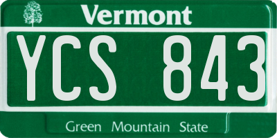 VT license plate YCS843