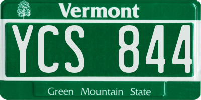 VT license plate YCS844