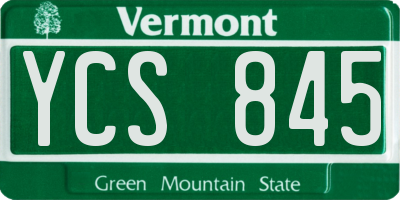 VT license plate YCS845