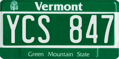 VT license plate YCS847
