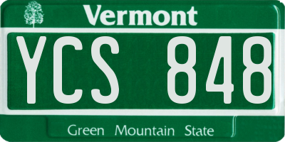 VT license plate YCS848