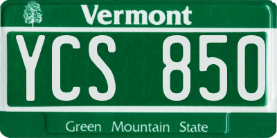 VT license plate YCS850