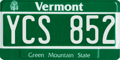 VT license plate YCS852