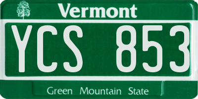 VT license plate YCS853
