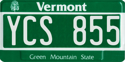VT license plate YCS855