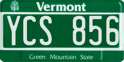 VT license plate YCS856