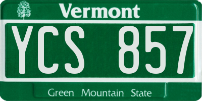 VT license plate YCS857