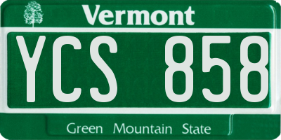 VT license plate YCS858