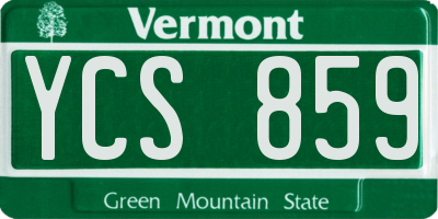 VT license plate YCS859