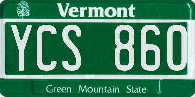 VT license plate YCS860