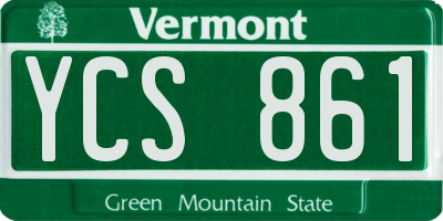 VT license plate YCS861