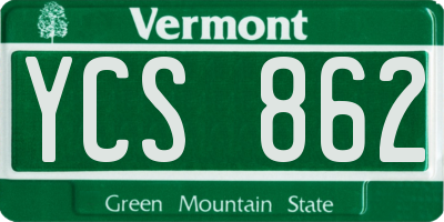 VT license plate YCS862