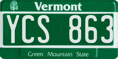 VT license plate YCS863