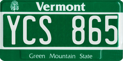 VT license plate YCS865