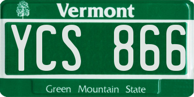 VT license plate YCS866