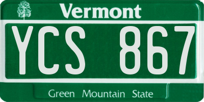 VT license plate YCS867