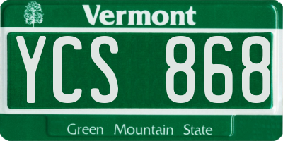 VT license plate YCS868