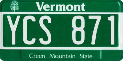 VT license plate YCS871
