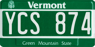 VT license plate YCS874