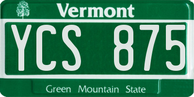 VT license plate YCS875