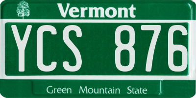 VT license plate YCS876