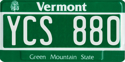 VT license plate YCS880