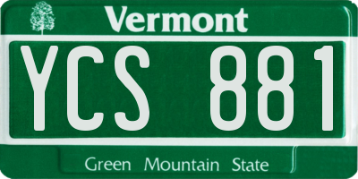 VT license plate YCS881