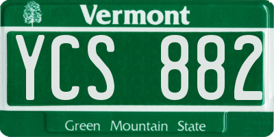 VT license plate YCS882