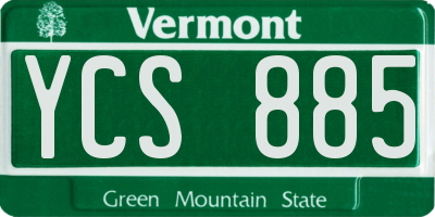 VT license plate YCS885