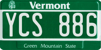 VT license plate YCS886