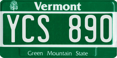 VT license plate YCS890