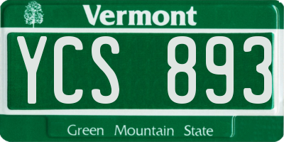VT license plate YCS893