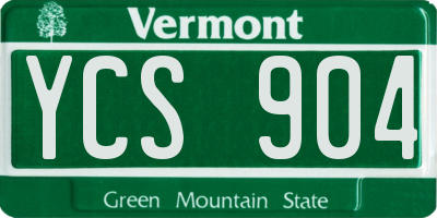 VT license plate YCS904
