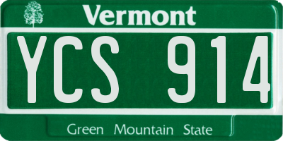 VT license plate YCS914