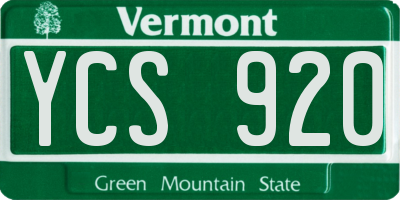 VT license plate YCS920