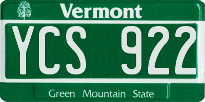 VT license plate YCS922